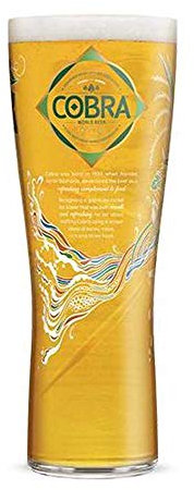 Cobra Beer Vaso de media pinta nucleado oficial, transparente