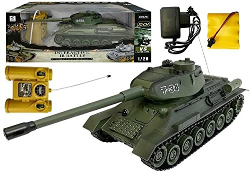 efaso E4802 RC Battle Panzer T-34 olivgrün 1:28 mit integriertem Infrarot Kampfsystem 2,4 GHz ferngesteuerte Spielzeuge Militär