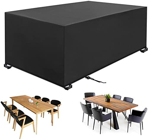 Funda Para Muebles de JardíN, Fundas Protectora Para Conjuntos de Muebles, Anti Viento Anti Uv Para Mesas Sillas Sofás Exterior, Funda Mesa Jardin Cuadrada (Negro, 250*250*90cm 420D)