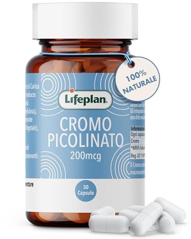 Cromo Picolinato 200mcg, Glicemia Integratore aiuta a ridurre i livelli di Glucosio. Cromo Picolinato per Dimagrire facilita la perdita di peso, Chromium Picolinate boost energia (30 Compresse)