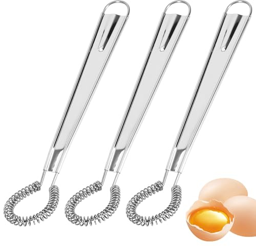 KIPTVO 3PCS Stainless Steel Whisk Set - Small & Large Hand Whisk Blender, For Kitchen, Coffee, Cooking, Baking