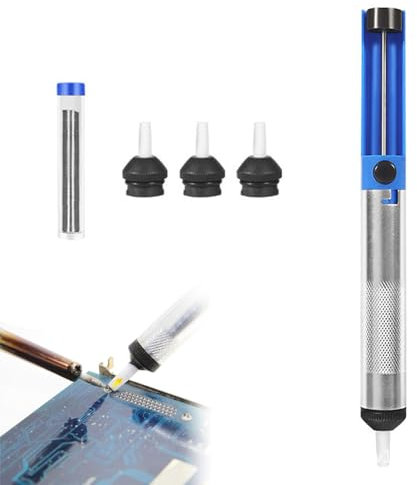 Pompe à Dessouder Ventouse Outil à Dessouder Fil de Soudure Pompe à Dessouder Manuelle avec 3 Buses Fil de Etain a Souder Joint de Soudage Outil de Retrait Éléments Électroniques Soudage de Réparation