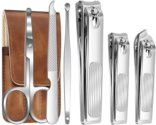 Cortaúñas, relleno de calcetines de Navidad, regalos para hombres y padres, 6 piezas de viaje, ultra afilado, resistente, cortador de uñas curvo