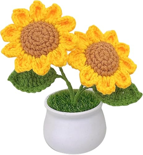 Vikrami lighting Cadeau de Tournesol pour Femme, Cadeau de Plante de Soutien émotionnel Fait à la Main, Cadeaus de Fleurs artificielles (Tournesol à Deux têtes)
