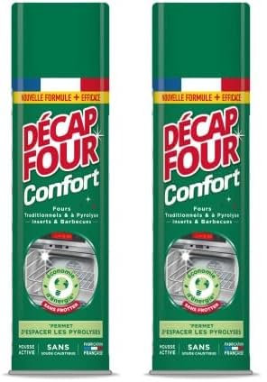 DECAPFOUR Confort | Mousse Active Ultra-Dégraissant et Rapide| Idéal pour Fours Traditionnels et à Pyrolyse, Inserts et Barbecues | Fabriqué en France | Aérosol 500 mL (Lot de 2)