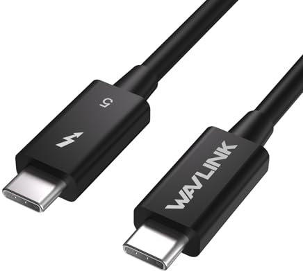 WAVLINK Câble Thunderbolt 5, transfert de données rapide 120 Gbps et câble USB-C Power Delivery 240 W, support d'écran 8K/16K, compatible avec les rétroviseurs TB4/3/USB4/3, idéal pour les jeux, les