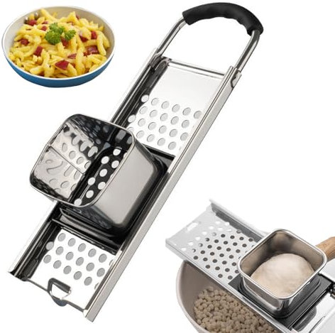 Nnicorns Spätzleaffettatrice in acciaio inox, pressa per spätzle con manico in gomma, grattugia con cucchiaio, colino per spätzle, spätzle è ideale per vasi con diametro fino a 30 cm-0405