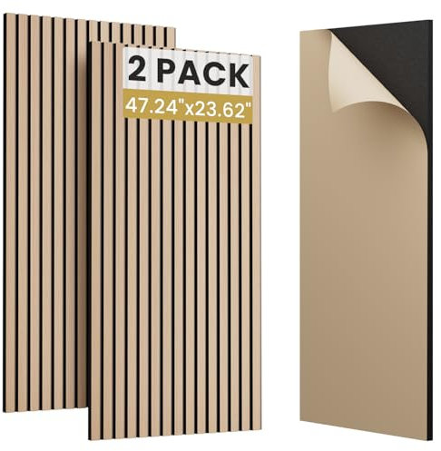 SVILINEK Soundproofing Panels Wood Veneer Acoustic Panels 47.24x23.62 Self-Adhesive 3D Sound Absorbing,for Sound Absorbing (Natural Oak Effect, 2 Pack (15.5 sq.ft.))