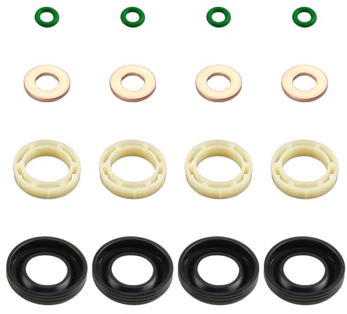 Kit de Sello de Inyector 1.6 HDI, Juntas de Inyector Diésel, 16 PCS Juego Oring Arandela Sello Inyector Combustible Kit Junta Reemplazo, Universales Kit de Reparación Inyectores(1314368, 1982A0)