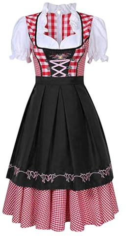 Dirndl femme Robe Traditionelle de Bavière Allemande Costume Bavarois pour Oktoberfest Fete D'Octobre Carnaval Set Dirndl Costume Allemand Festival Vêtements Halloween Party Déguisement Tenue