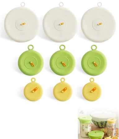 OFFAXE Set di 9 Coperchi in Silicone Estensibili Universali, Riutilizzabili e Resistenti al Calore, Coperchi Elastici per Alimenti per Ciotole, Bicchieri, Barattoli, Microonde e Frigorifero