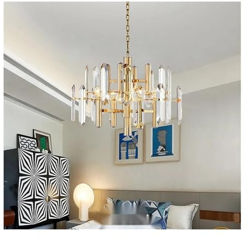 Lámpara Colgante LED de diseño de Cristal Dorado, iluminación de araña, luminaria de suspensión, lámparas Modernas