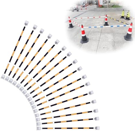 Infällbar Trafikkonstång Teleskopiska Säkerhetskoner, Förlängningsstolpar av Plast för Trafikkoner, Reflektorstång för Vägkoner för Byggarbetsplatser(Yellow and Black,16pcs)