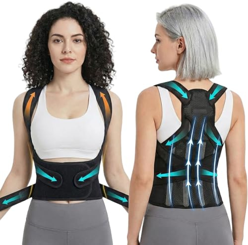 Corrector de postura ajustable para mujeres y hombres tamaño, rectificador de espalda con soporte lumbar reforzado, material transpirable, 95-105 cm circunferencia de la cintura (L)
