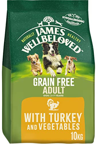 JAMES WELLBELOVED Hypoallergenic Grain Free Adult Dry Dog Food - 10 kg - Turkey & Vegetables - Bulk Dry Dog Food Pack