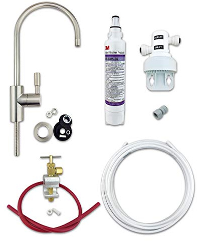 3M Under Sink Drinking Water Filter Kit System with AP2-C405-SG Bacteria Rated Filter Full DIY System (Brushed Nickel Tap)
