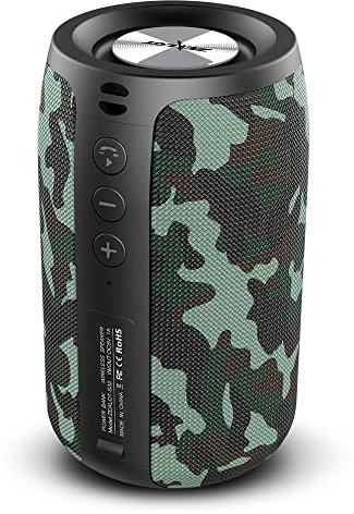 ZEALOT Bluetooth Lautsprecher,Musikbox mit USB/TF Karte/AUX,Bluetooth Box mit IPX5 Wasserdicht,12h Spielzeit,Dual Pairing,Tragbarer Kabelloser Lautsprecher für Home&Outdoor(Z-Camouflag)