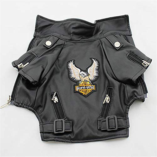 Cappotto Invernale Per Cani Giacca Da Moto in Pelle PU Per Cane, Cappotto Di Giacca in Pelle Cool Dog Abbigliamento Invernale Caldo Per Animali Domestici, Impermeabile Antivento,Nero,XXL