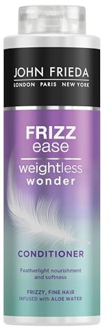 John Frieda Weightless Wonder Conditioner for Frizzy, Fine Hair with Aloe Water 500ml, Nourishing Conditioner for Fine, Frizzy, Dry Hair