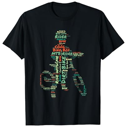 Enfant de vélo de Montagne Cool avec vélo T-Shirt, Homme, Noir, L
