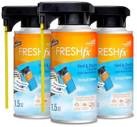 Armor All Fresh FX Vent and Duct Cleaner Odor Neutralizer, Stocking Stuffers, Tranquil Skies Scent, 3 Count, 5 OZ Each