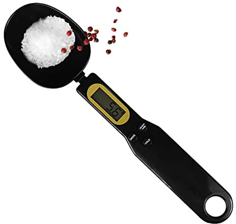 Cuillère numérique, Balance numérique de Cuisine, Précision élevée, Affichage LCD, Fonction Tare, Mesure Multi-Types, Noir, Plastique, 500 g/0,1 g, Portable, pour Solides, liquides et poudres