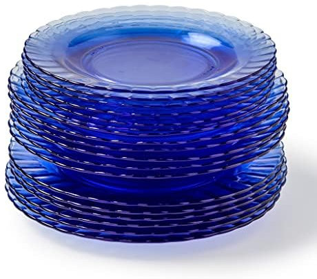 Duralex® Colección Le Picardie® | Plato ondulado de cristal - Cena 23 cl, sopa 23 cl y postre 20,5 cm | Set | Resistente a los arañazos, apto para lavavajillas y microondas.