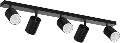 Klighten Deckenstrahler 5 Flammig Schwarz, GU10 Deckenlampe Strahler Schwenkbar, Spotleuchte Drehbar Deckenspots für Küche Schlafzimmer Wohnzimmer, Länge: 69 cm, Ohne Leuchtmittel