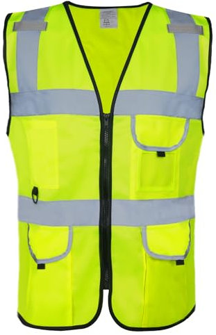 HPHST Warnweste für Herren and Damen Hohe Sichtbarkeit Fahrradweste mit Reißverschluss Reflektierende Weste Arbeitsweste (3XL, Gelb)