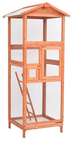 Homgoday Voliera 68x62x166 cm in Legno Massello di Abete, Mobili per Casa Interno Esterno Soggiorno Camera da letto