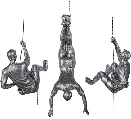 XYQXYQ 3er Set Große Kletterer Wandskulptur – Nordisch-Moderne Wanddeko Figur, Einzigartige Großformatige Kletternde Männer Skulptur für Heim & Büro, Geschenk