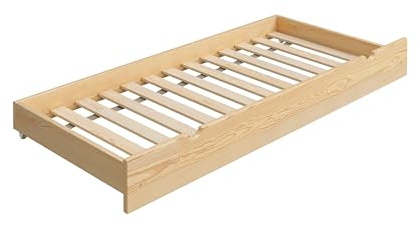 YOUKO Commode sous lit avec Place de Couchage supplémentaire en pin Massif - tiroir sur roulettes avec Fond renforcé par Un Cadre Solide - boîte de Rangement sous lit avec Bords Lisses Vernis