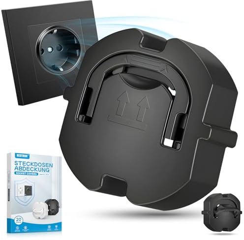 REDTRON Cubierta para Enchufes (20 uds.), Cubierta para Enchufes de Seguridad para Bebés y Niños, Cubierta para Enchufes, Cubierta para Enchufes de Seguridad Negro, M