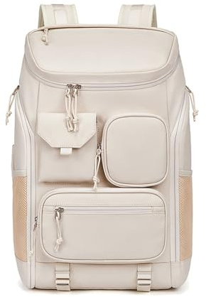 FANDARE Dam laptop ryggsäck med USB-flygplan Ryanair handbagage män dagryggsäckar handväska reseryggsäck med skofack skolryggsäck skolväska stor kapacitet weekend arbete dagsryggsäck, Beige vit, L
