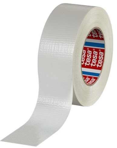 Dpm tapes - Tesa 60462 Duct Tape, Nastro Americano Telato Extra Forte per Riparazioni, Fissaggio, Imballaggio, Sigillatura ed Emergenze, Uso Interno/Esterno, Bianco (50 mm x 50 m)