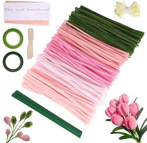 500 Piezas Limpiapipas Limpia Pipas para Manualidades Juego de Flores para Ramo de Flores DIY y Decoración