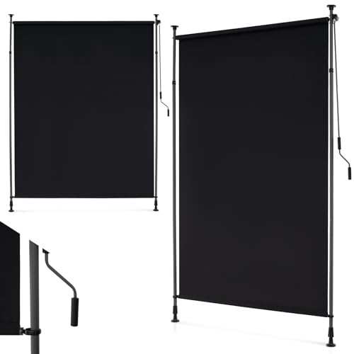 COSTWAY Vertikal markis utomhus, vertikal markis 200 x 220–310 cm, justerbar höjd och utdragbar, balkongmarkis utan borrning, balkongrullgardin med vev, insynsskydd solskydd för balkong, terrass