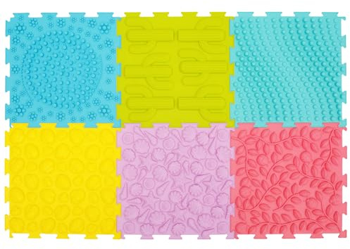6 pezzi di massaggio puzzle sensoriale tappetino sensoriale in silicone con 6 motivi ortopedici, tappetino da gioco sensoriale per la casa, la culla, l'asilo