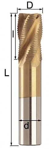 Fervi F007/16 4 flauto fresa codolo cilindrico sgrossatura, 16 mm
