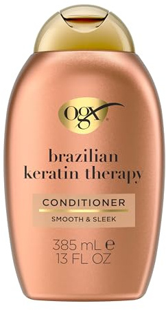 OGX Ever Straightening + Brazilian Keratin Therapy Hair-Smoothing Conditioner with Coconut Oil, Cocoa Butter & Avocado Oil, Paraben-Free, Sulfate-Free Surfactants