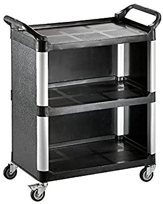 Saro - Zoka 1 Chariot de Service, Plastique/Alliage Léger, 3 Plateaux, Capacité de Charge 100 kg, 4 Roulettes (2 avec Frein), 845 x 430 x 950 mm