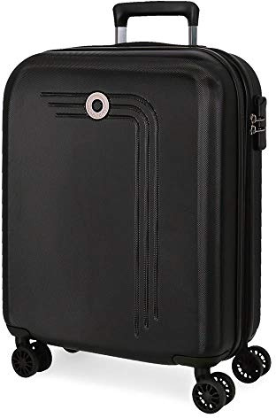 Movom Riga Valise Trolley Cabine Noir 40x55x20 cms Rigide ABS Serrure à combinaison 37L 3Kgs 4 roues doubles Extensible Bagage à main