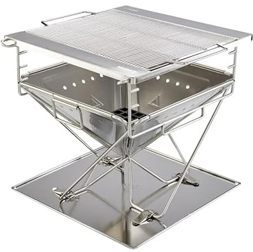 Groenberg Katla Grill L I 45 x 44 x 45 cm I kompakter Holzkohlegrill aus Edelstahl für Camping & Garten I ideal für Fleisch & Gemüse I mobiler Outdoor Grill mit Belüftungssystem