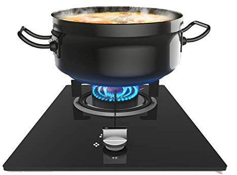 IBOWZ Placa de Gas Estufa De Gas, Quemador De Anillo Triple De 4.8KW, Estufa De Gas De Vidrio Templado Negro, para Mesa De Cocina Casera/Cocina Individual Empotrada 45x32x15.5cm [Clase Energética