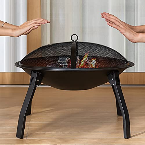 GUINJO Parrilla y ahumador de carbón portátil, tazón for Hoguera de leña for Exteriores con Bolsa de Almacenamiento, Plato de Mesa for Patio Trasero, Patio o Porche, 21.7 Pulgadas