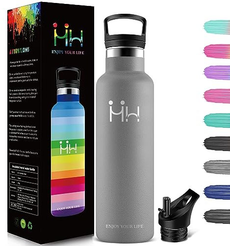 HoneyHolly Botella Agua Niños, 500ML Reutilizable Sin BPA, Termo, Aislamiento Al Vacío de Doble Pared, Termos, Botella Termica, Cantimplora Termica para Niños, Colegio