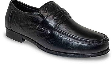 Pegasus Men's Leather Wide Fit Slip-On Moccasin Shoes – Smart Casual Comfort Footwear with Cushioned Insole Black 10