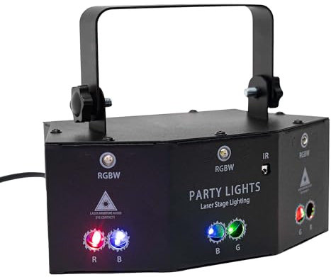 Loobiiny Stromboscopio noche 9 ojos Led Rgb láser luz proyector láser al aire libre luz discoteca estroboscópica disco con música controlada Dj proyector disco escena iluminación luz efecto