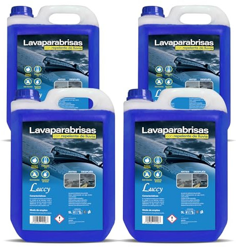 LUCCY Lavaparabrisas Coche Anti Lluvia - 20 Litros - Nueva Formulación Alta Concentración - Líquido Limpiaparabrisas Anticongelante Protección -5ºC
