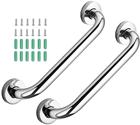 AstraLoom Confezione da 2 maniglioni di sicurezza per vasca da bagno, doccia, WC, in acciaio inox, 30 cm, maniglie per bagno, cucina, scale, adatte per anziani/disabili della mobilità/incinte/bambini